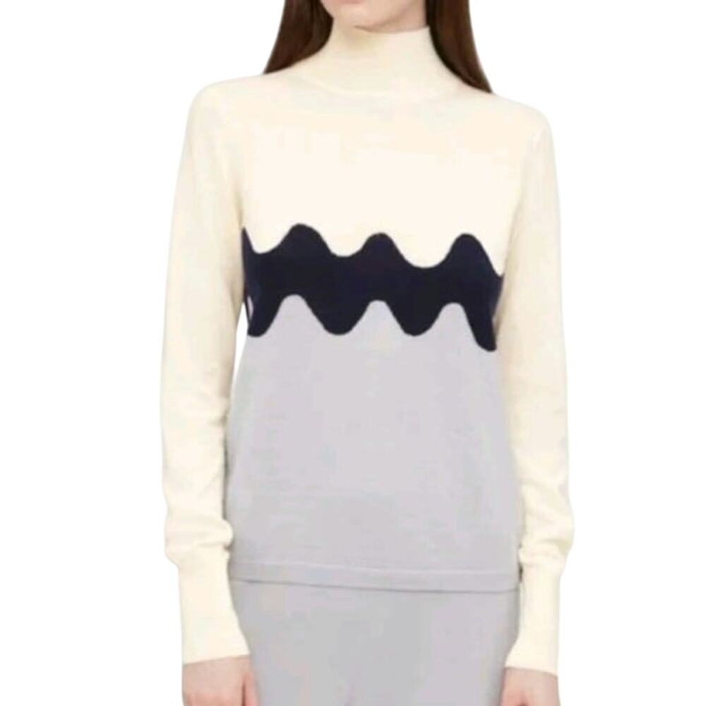 Uniqlo Marimekko Wool Blend Wave High Neck Sweater